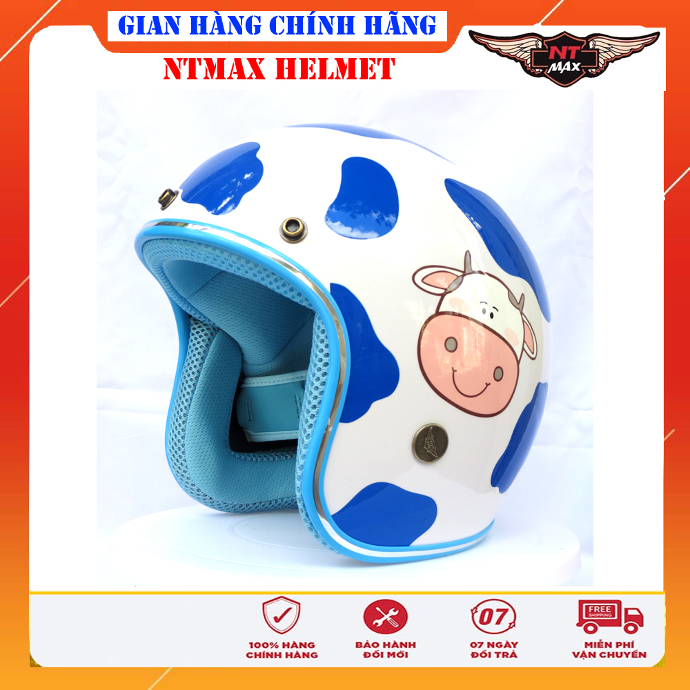 Mũ Bảo Hiểm 3/4 NTMAX Tem Bò Sữa (nhiều màu)