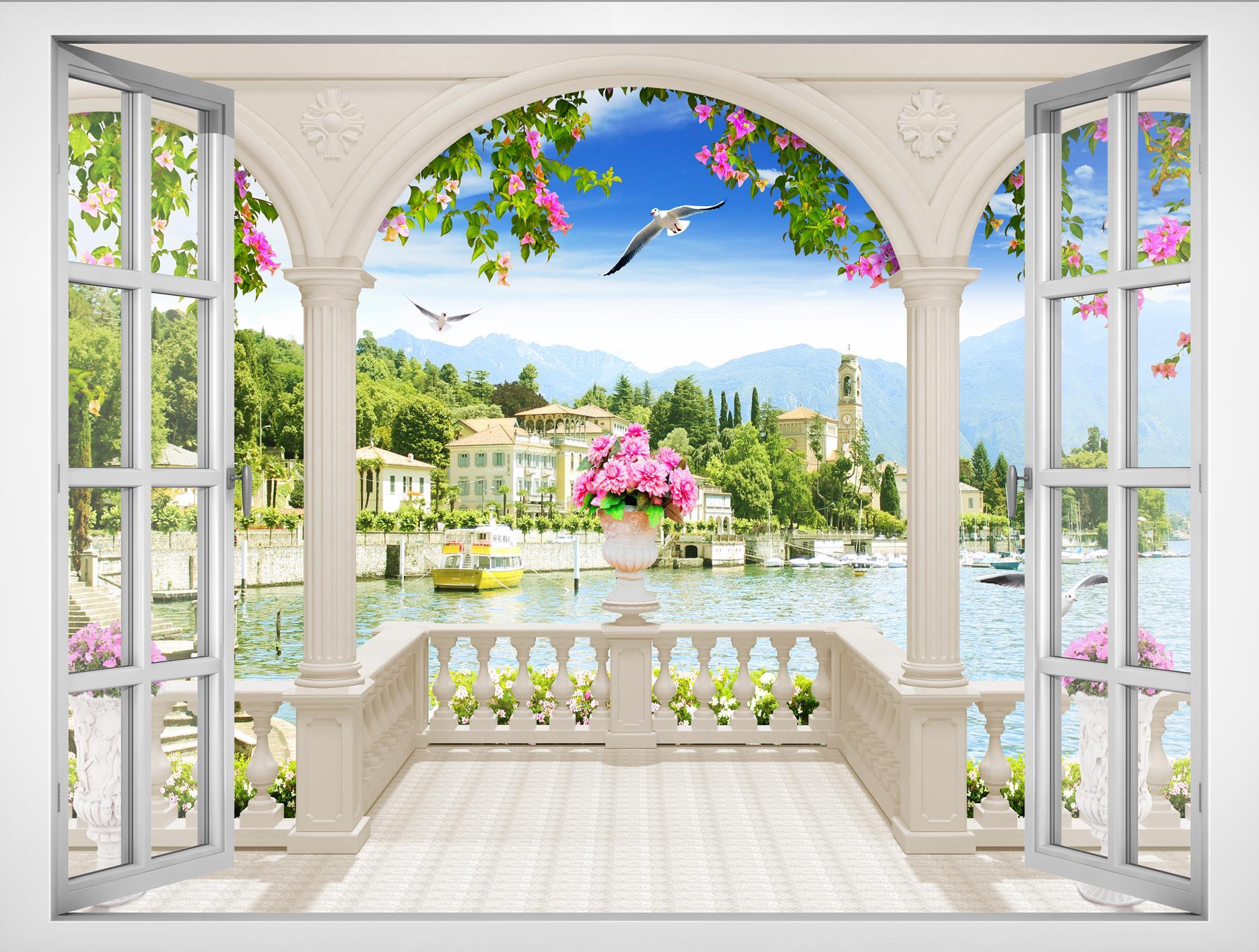 Tranh dán tường cửa sổ VTC Cảnh đẹp thiên nhiên VT0408 Kim sa