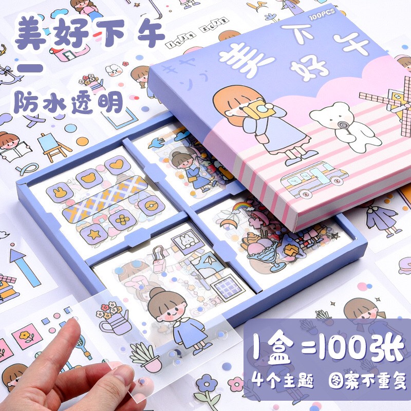 Sticker dán nhãn dùng trang trí bình nước sổ tay