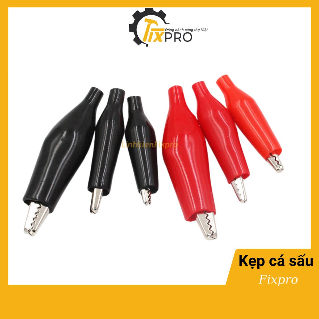 Đầu kẹp cá sấu 2 màu đỏ đen nhiều kích thước - fixpro