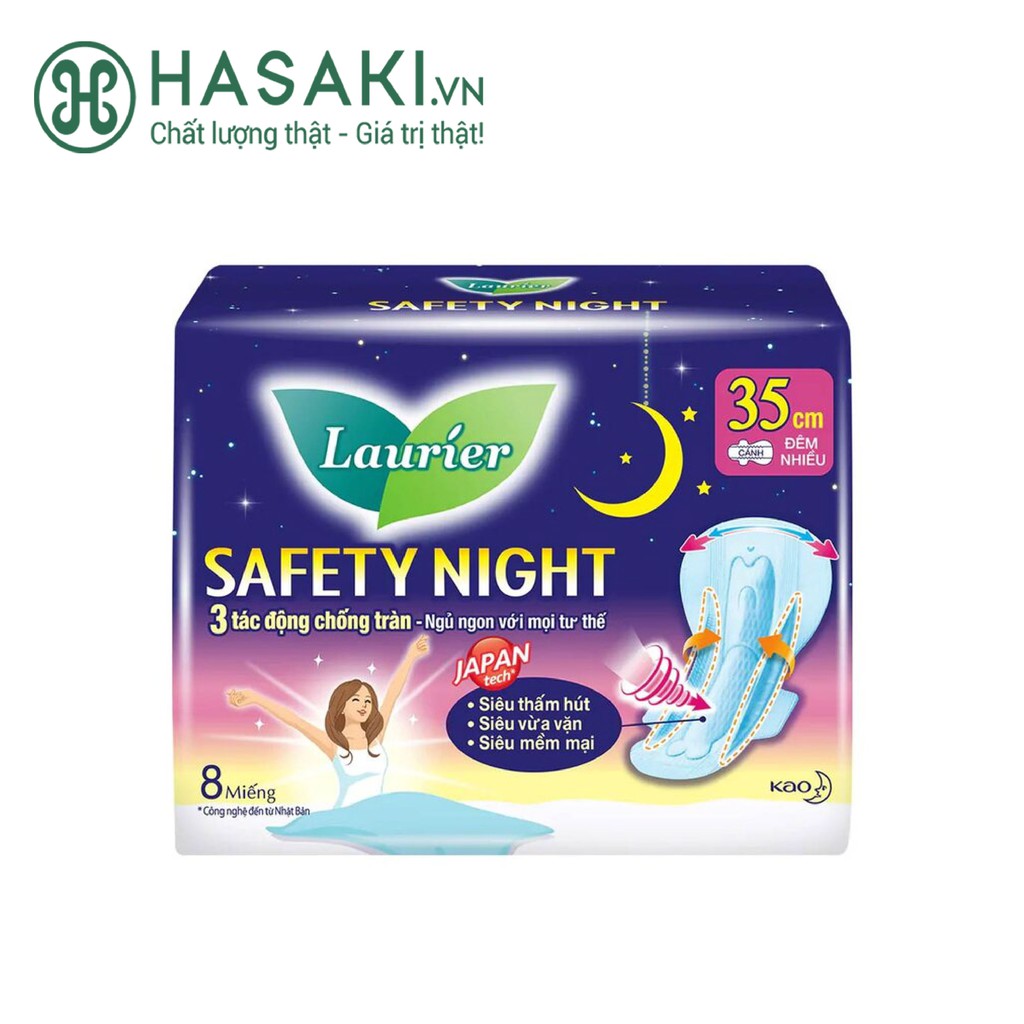 Băng vệ sinh laurier safety night ban đêm 35cm safety night 35cm 8 miếng