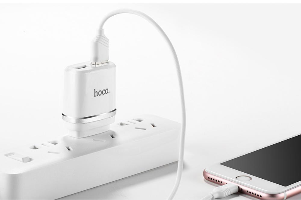 [HCM]Bộ cáp và cốc sạc Hoco C12 for Lightning 2 cổng USB  sạc nhanh 2.4A( sản phẩm có 2 màu)