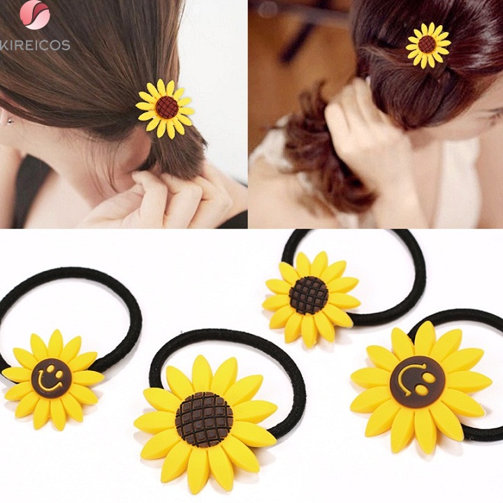 Set 3 Dây Cột Tóc Buộc Tóc Hoa Hướng Dương Nhiều Size
