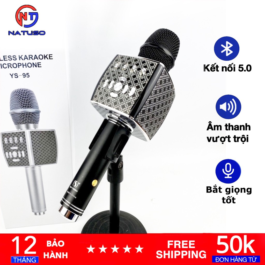 (LOA CỰC ĐẠI)MICRO KHÔNG DÂY,Micro Karaoke kèm Loa Bluetooth 3 trong 1 tíc hợp giả giọng nam nữ,Micro Karaoke Bluetooth YS-95,Hỗ Trợ USB, Thẻ Nhớ, Cổng 3.5.