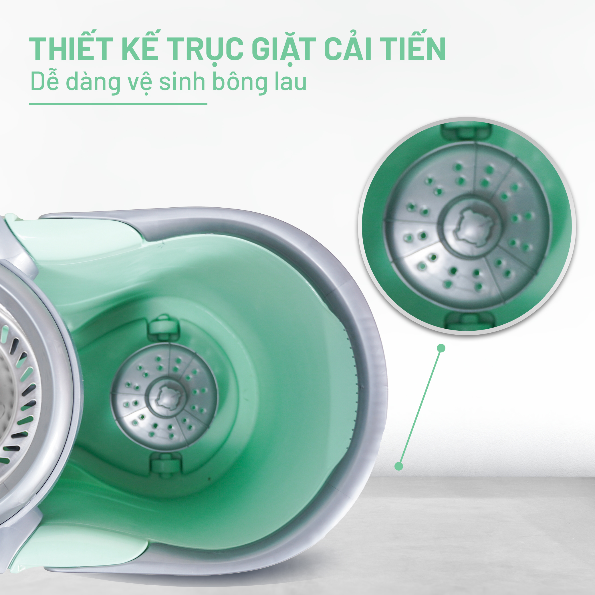 [Tặng 1 bông] Bộ Lau Nhà Megahome New X3, dung tích 16l, lồng vắt inox tháo rời, xoay 360 dộ