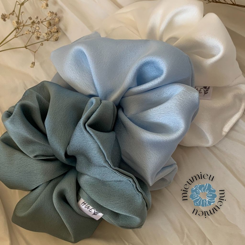 Cột tóc scrunchies handmade chất liệu lụa mềm mịn chun co giãn bảo vệ tóc S1002