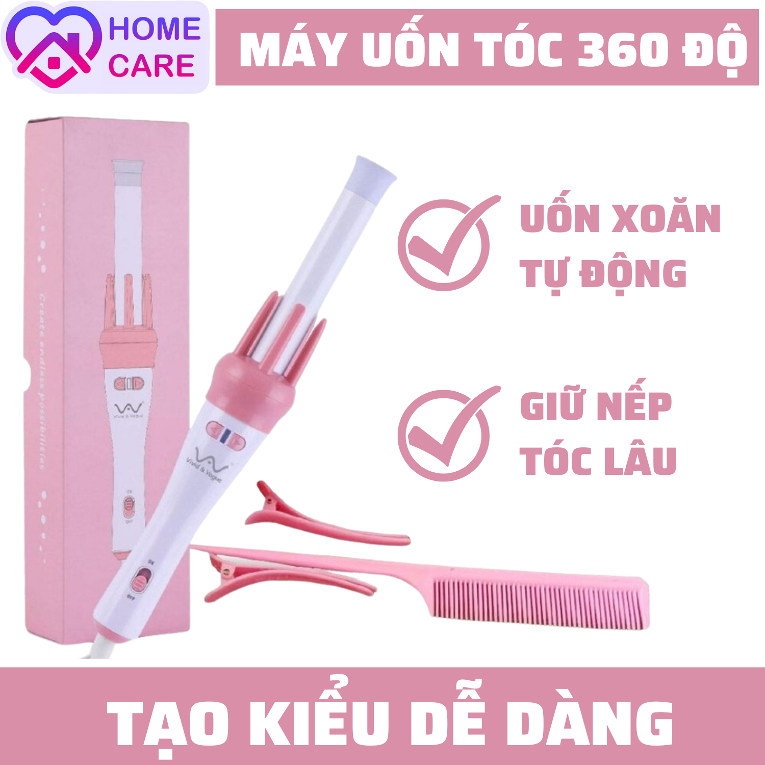 Máy uốn tóc xoăn xoay tự động 360 độ