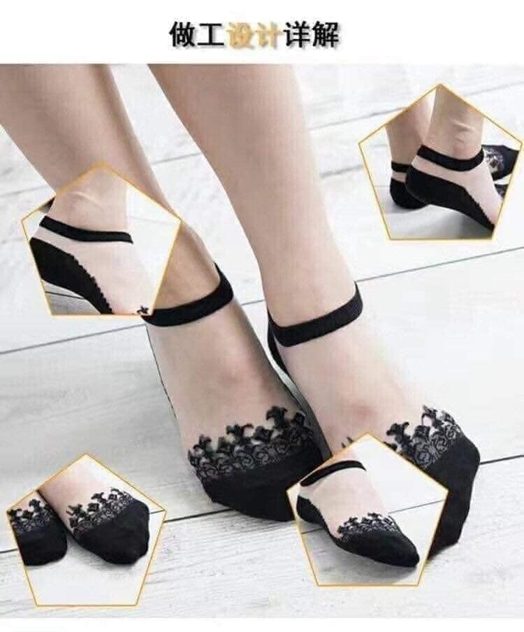 GOODMAKET-Set 10 Đôi Tất Hài Ren Công Chúa, tất ren công chúa, tất cổ thấp, tất lưới ren hài, tất đi giày thể thao, tất đi giày búp bê