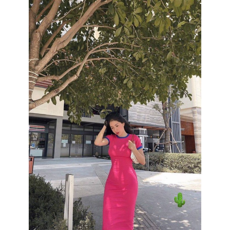 🌵🌵 Đầm body from dài phối viền thun borip dày đẹp🍀🍀