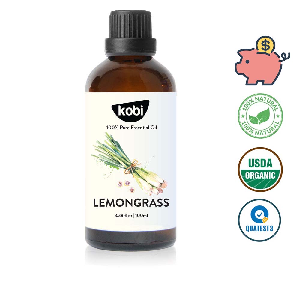 Tinh dầu Sả Chanh Kobi Lemongrass essential oil nguyên chất giúp khử mùi, thanh lọc không khí, làm thơm phòng, đuổi muỗi hiệu quả -100ml