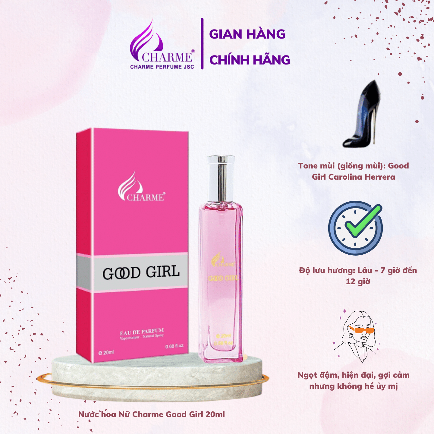 Charme good girl perfume 20ml long lasting sweet chic perfume