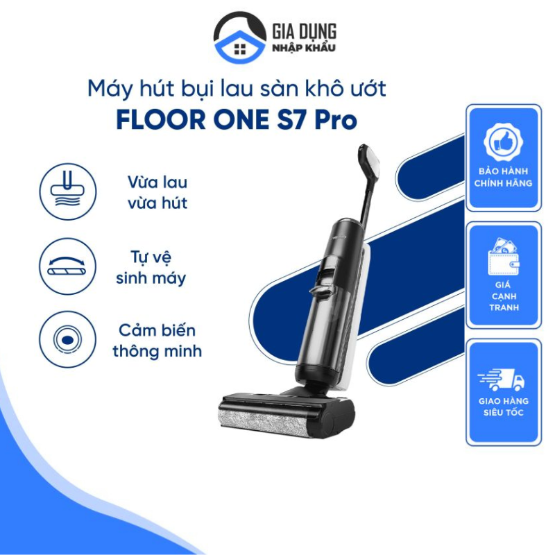 Máy hút bụi lau sàn nhà khô và ướt tineco floor one s7 pro, máy hút bụi cầm tay, không dây, hiển thị màn hình led, điều khiển app, bộ lọc hepa, bản quốc tế, bảo hành 24 tháng