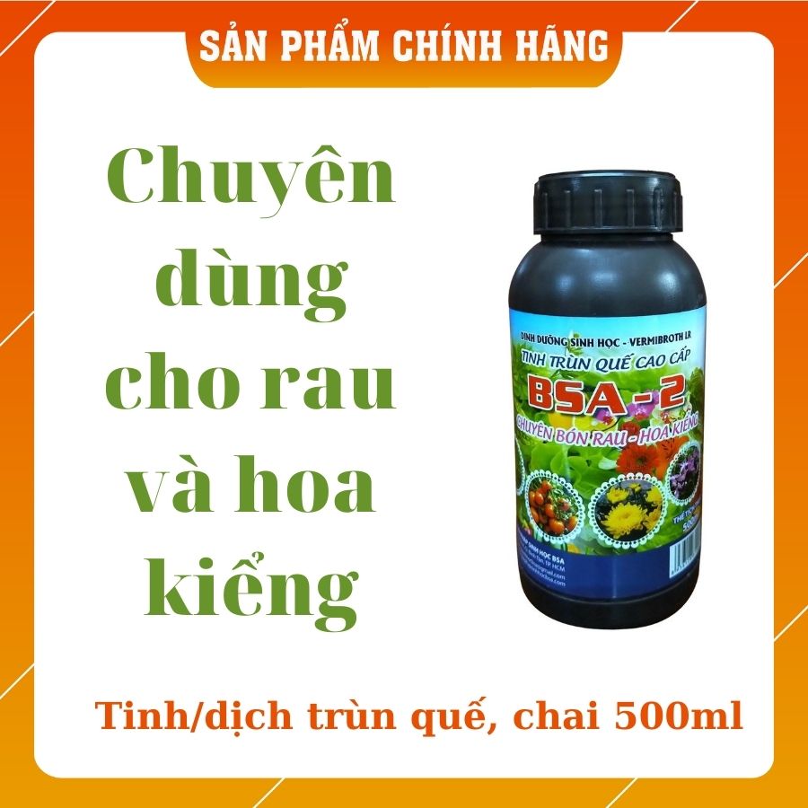 Phân bón rau và hoa kiểng, Tinh-dịch trùn quế cao cấp - Dịch trùn quế BSA-2 , chai 500ml