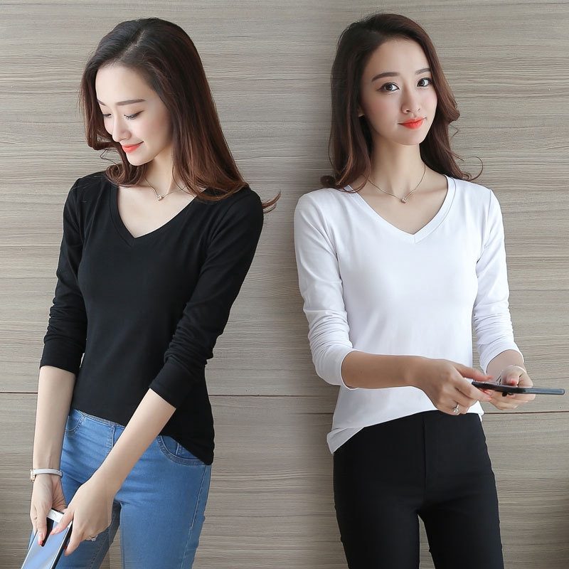 ÁO THUN CỔ TIM TAY DÀI - ÁO THUN THÁI CO GIÃN 4 CHIỀU