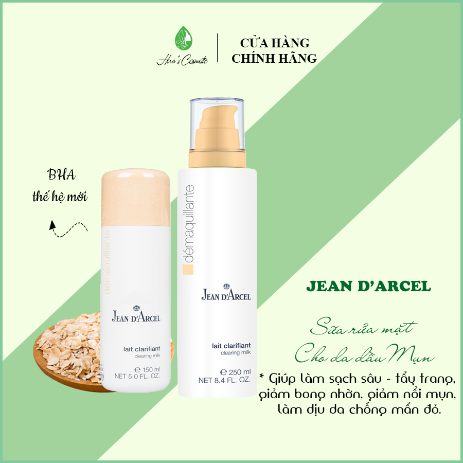 [CHÍNH HÃNG] Sữa rửa mặt cho da dầu và da mụn Jean D'Arcel Clearing milk