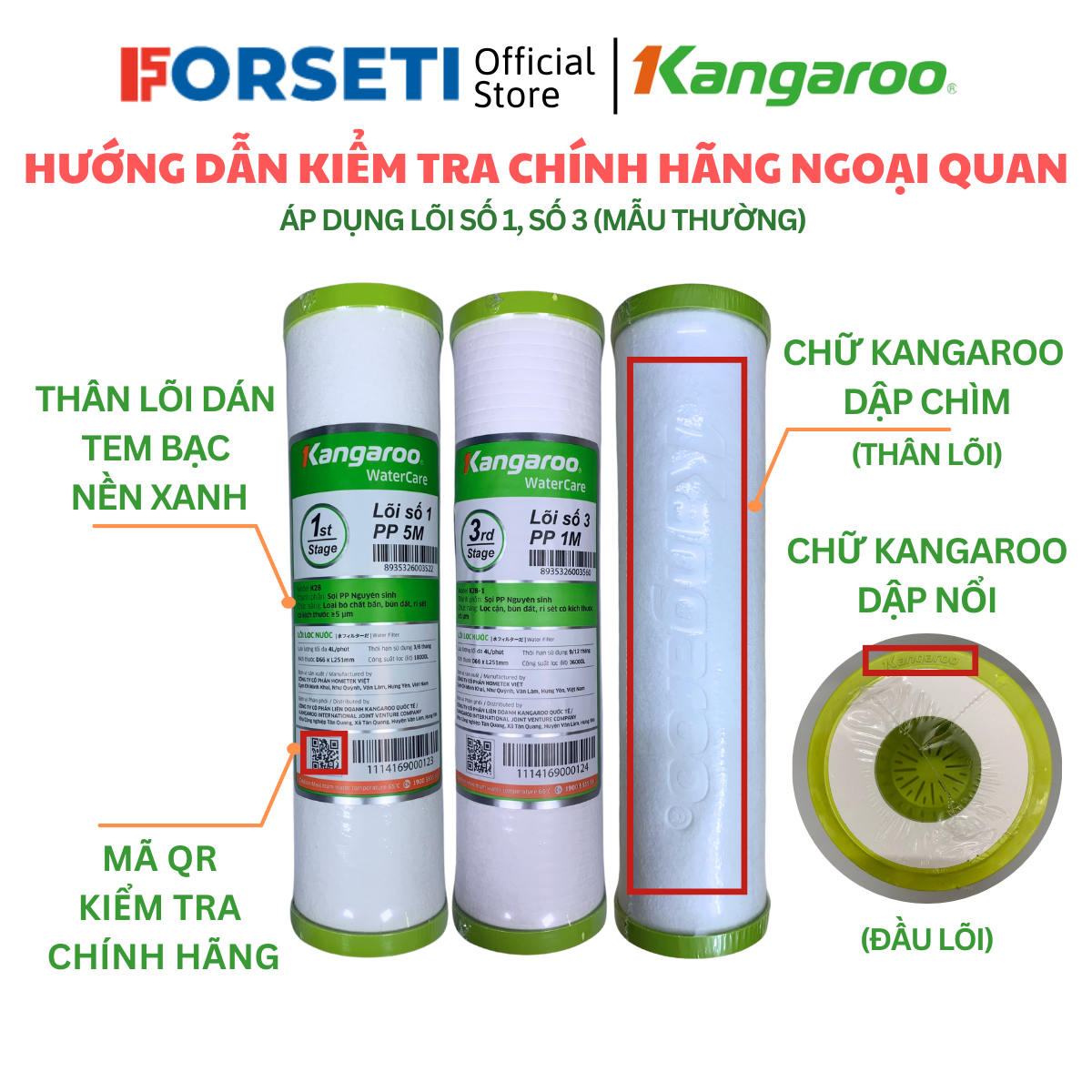 Combo 2 Bộ Lọc Thô 123 + 2 Lõi Số 1 (4 lõi số 1, 2 lõi số 2, 2 lõi số 3) Cho Máy KANGAROO