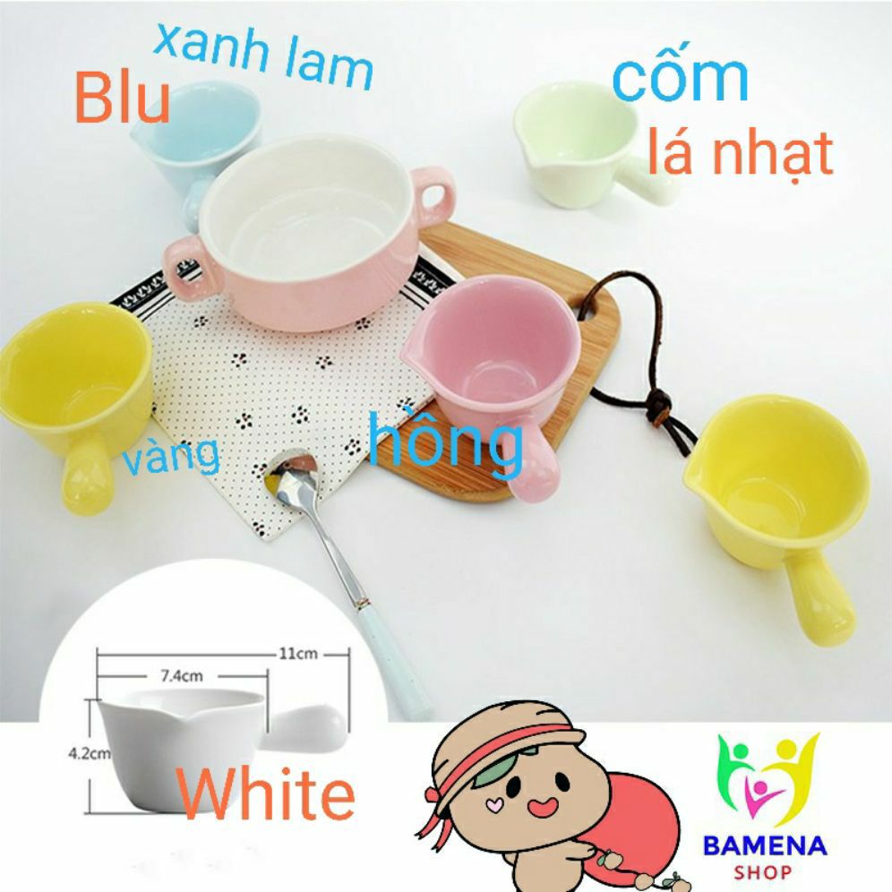 chén bát ăn dặm gốm sứ hình gáo đáng yêu cho bé