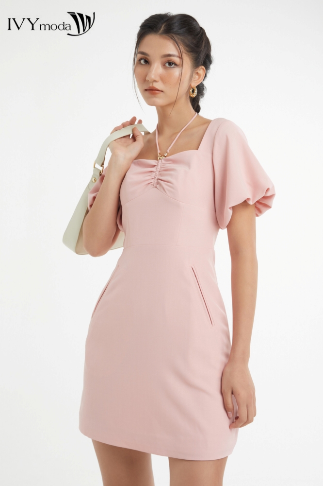 Đầm 2 lớp tay phồng IVY Moda MS 48B9404