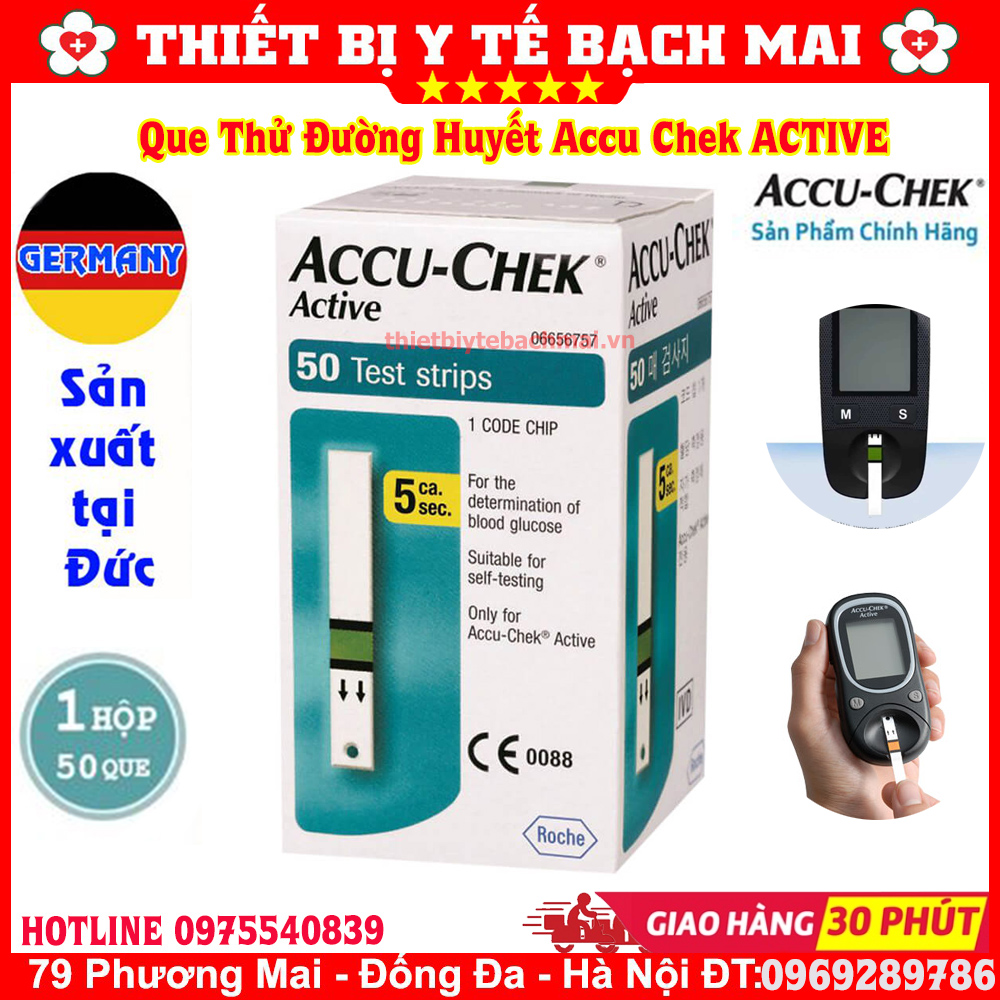 Que thử đường huyết accu check active - hộp 50 que