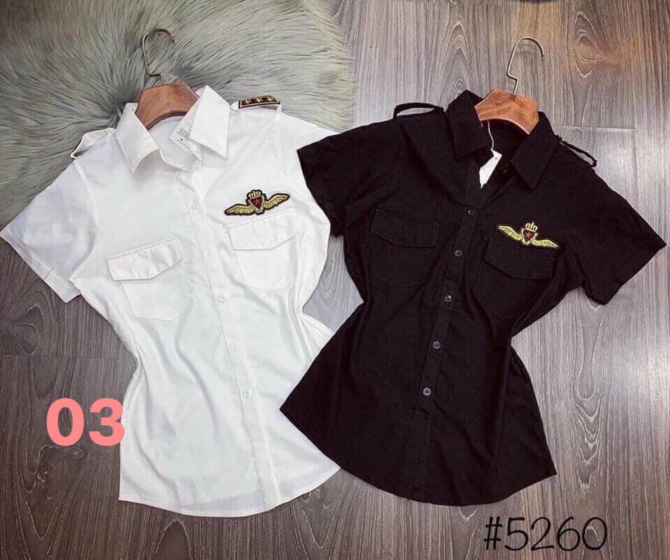 áo sơ mi kate thêu logo cơ trưởng siêu xinh