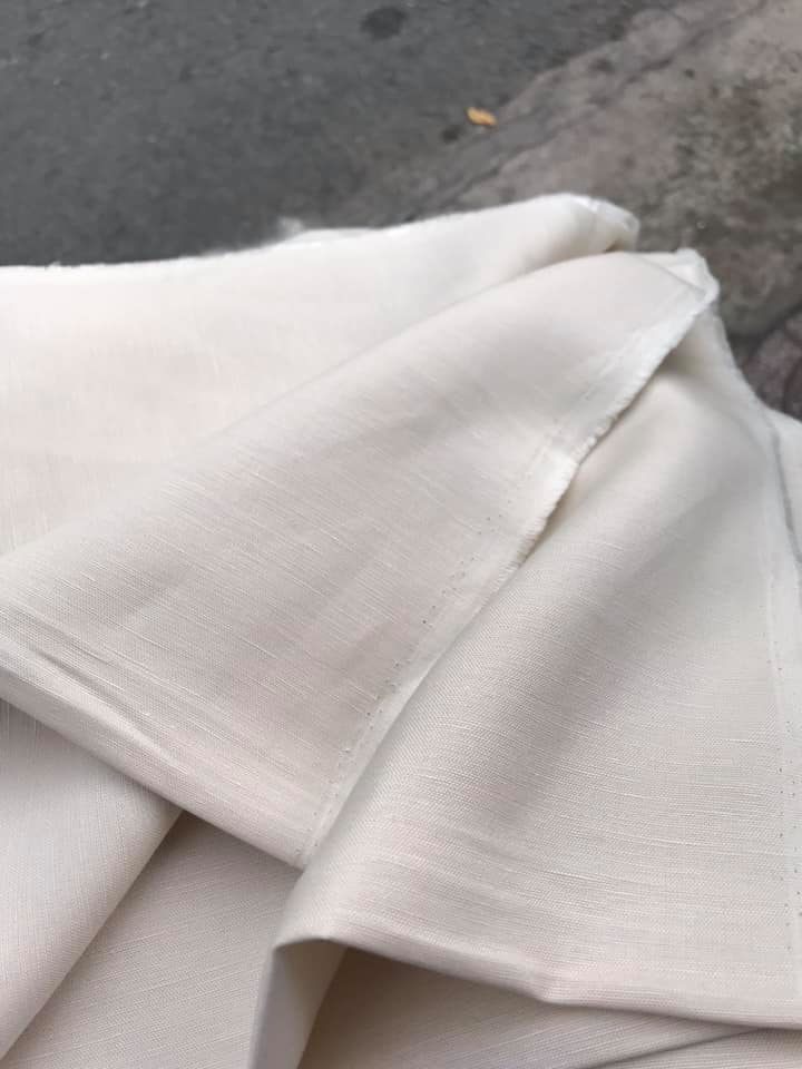 Vải linen ướt màu kem trắng, tôn da