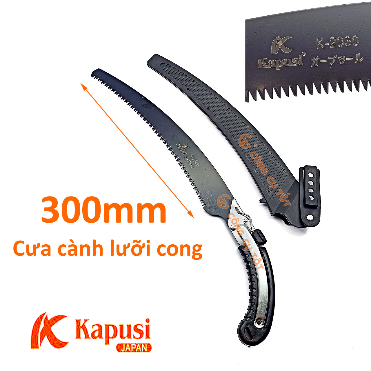Cưa gỗ cầm tay Kapusi K-2330 lưỡi cong, hàng chính hãng