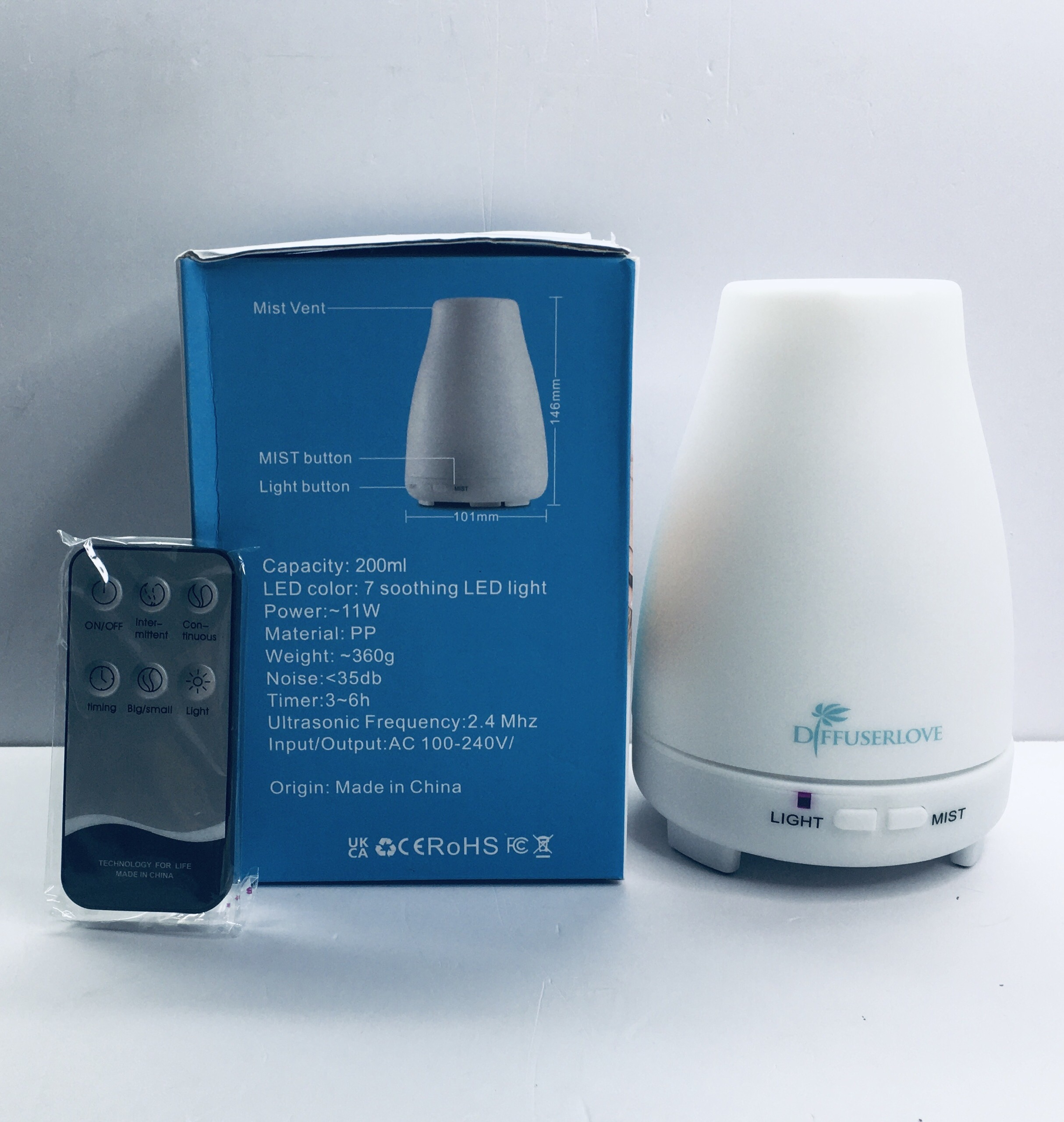Máy Xông tinh dầu Aroma Diffuser có Remote điều khiển [Hàng Mỹ]