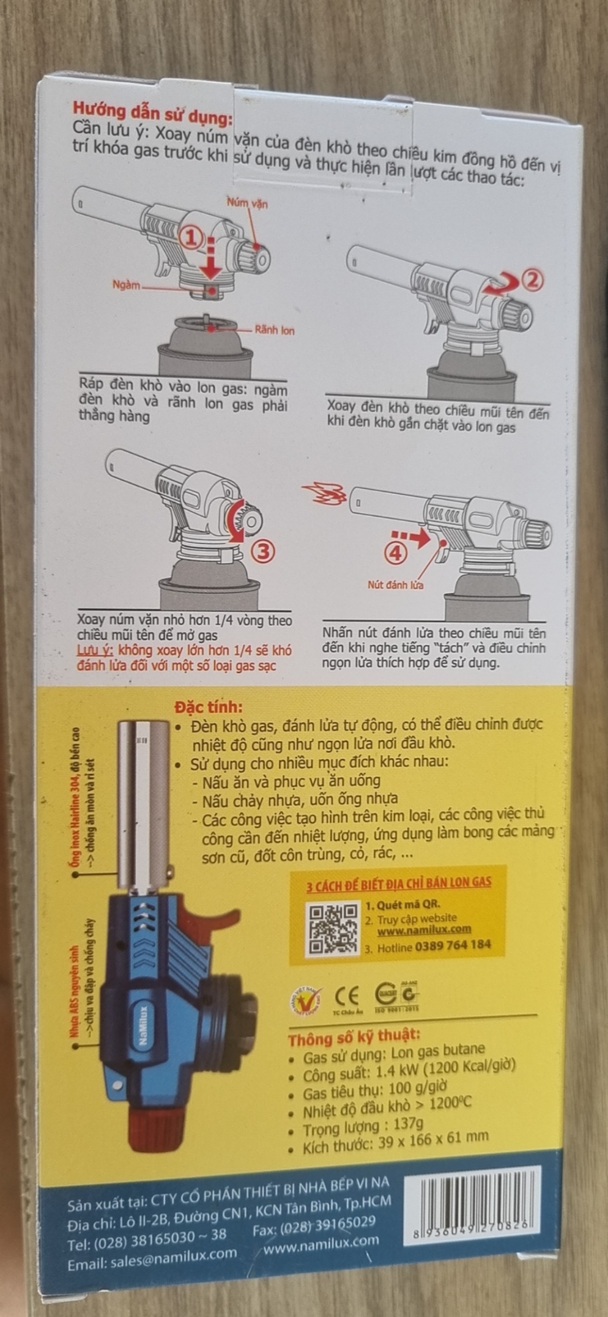 ĐẦU KHÒ GAS MINI NaMilux - TS1719RN ( ĐÈN KHÒ GAS )