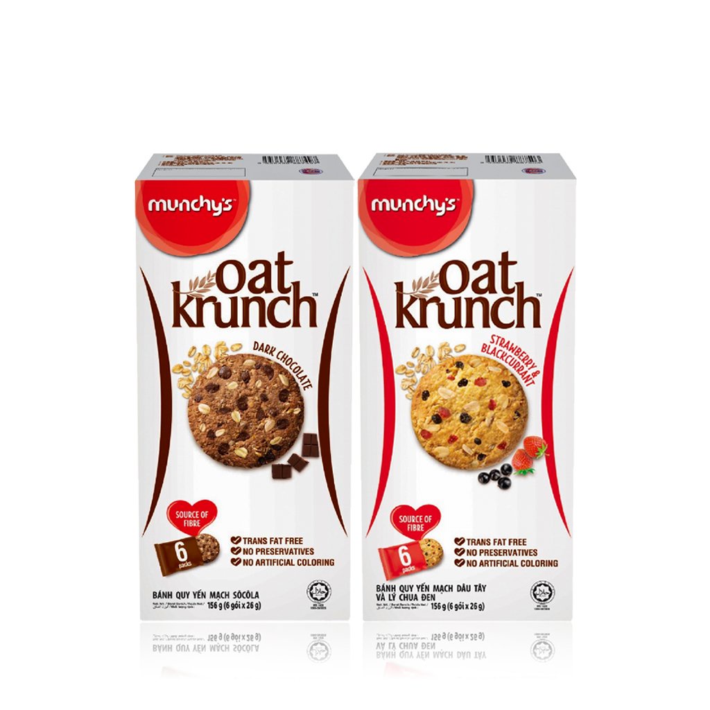 Bánh Quy Munchy's Yến Mạch Oat Krunch Socola Đen (Hộp 6 gói)