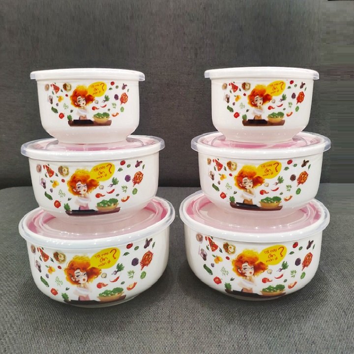Bộ 3 thố sứ có nắp - bộ 3 hộp cơm