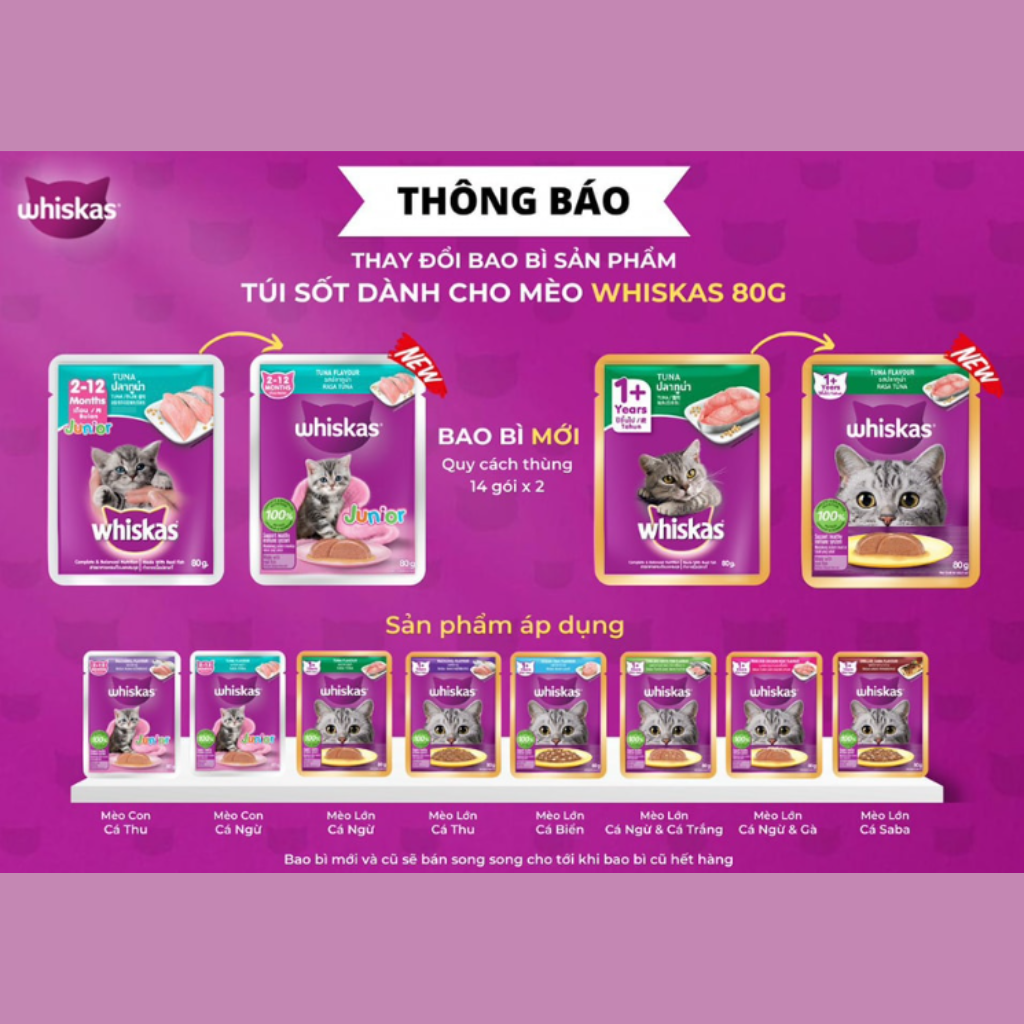 Pate Cho Mèo Whiskas Thái Lan 80g