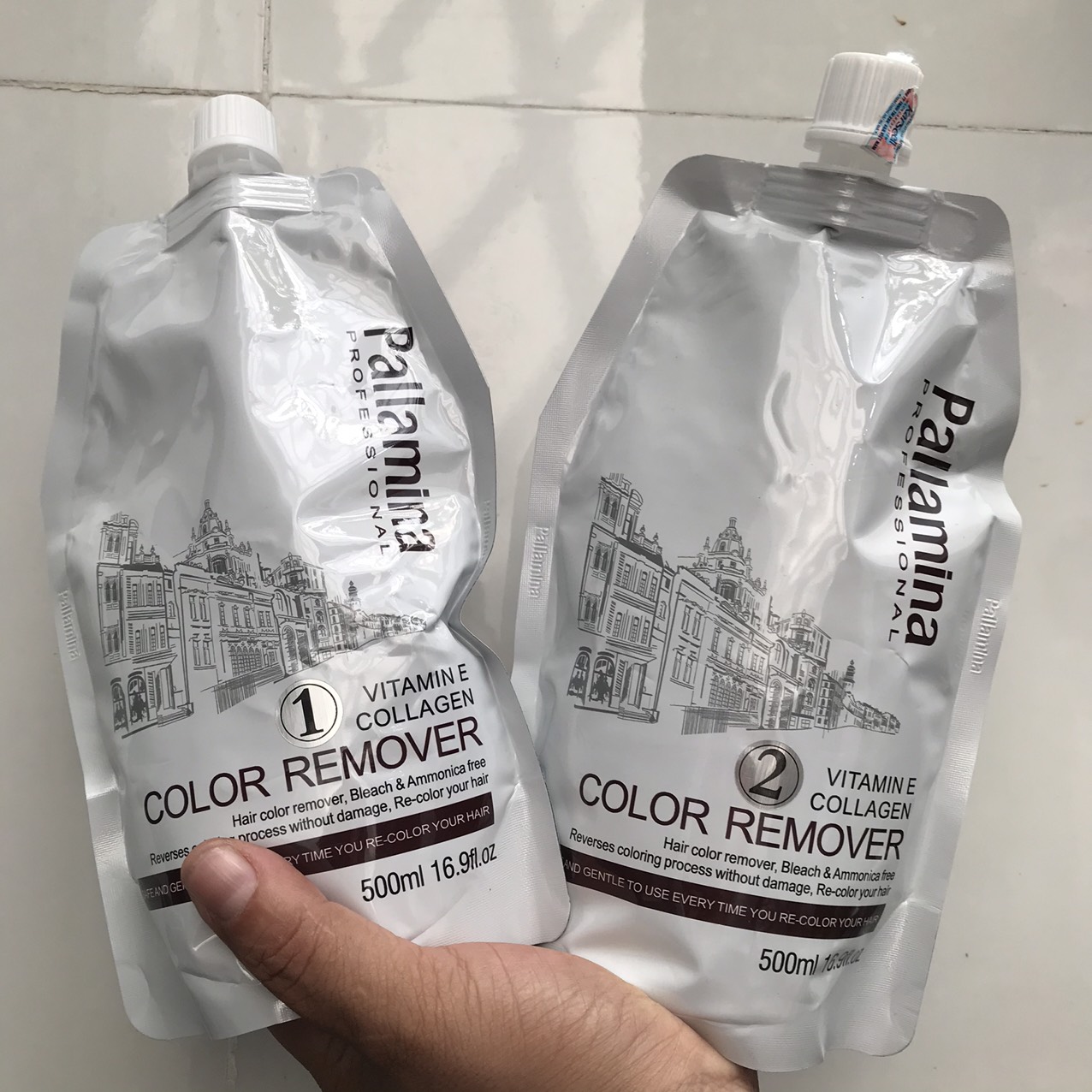 Bóc màu đỏ đen oxy hóa pallamina color remover hair 500mlx2