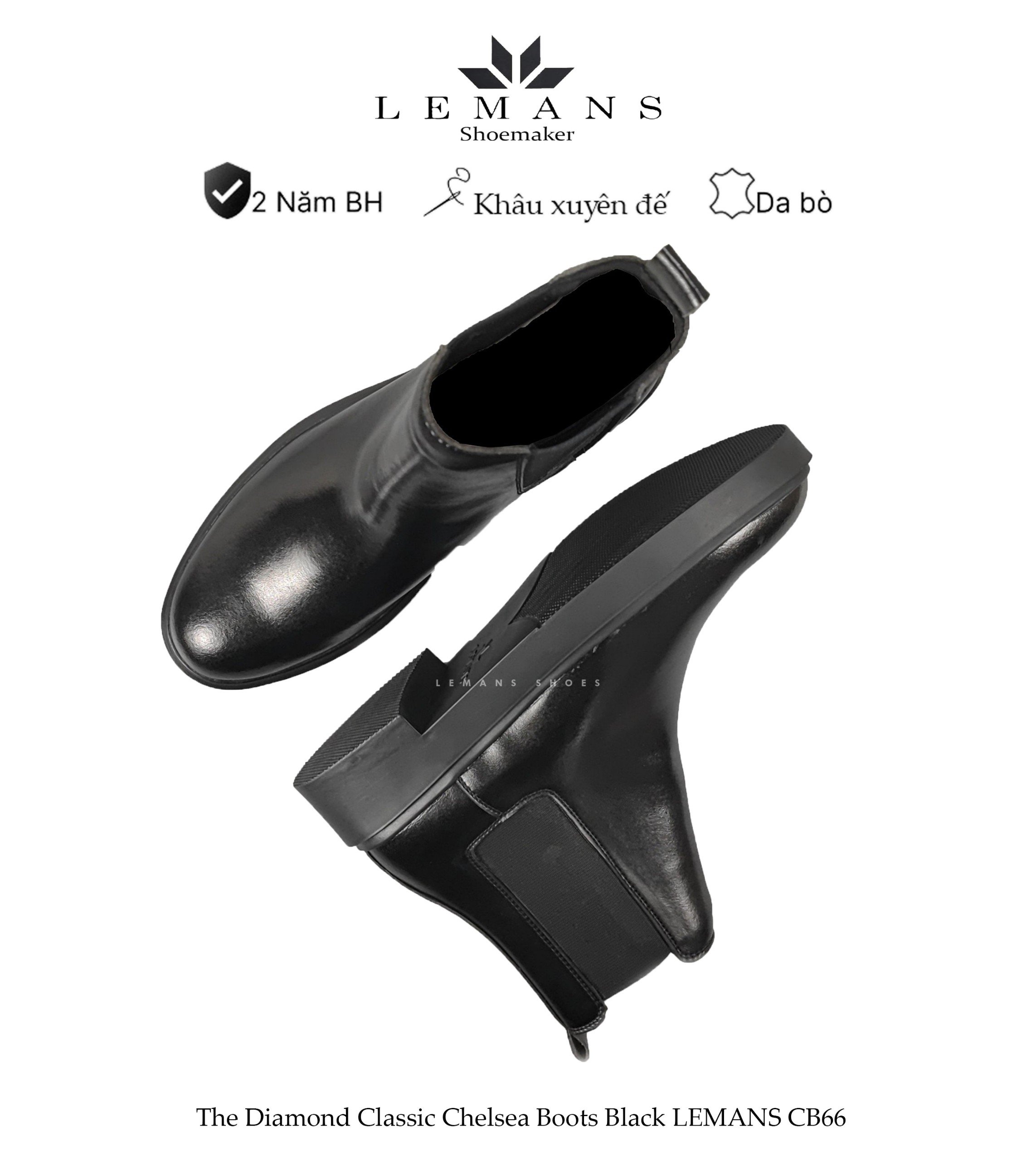 Giày da Chelsea Boots Black LeMans CB66