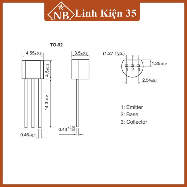 Transistor C945 NPN 50V 150mA kiểu chân TO-92