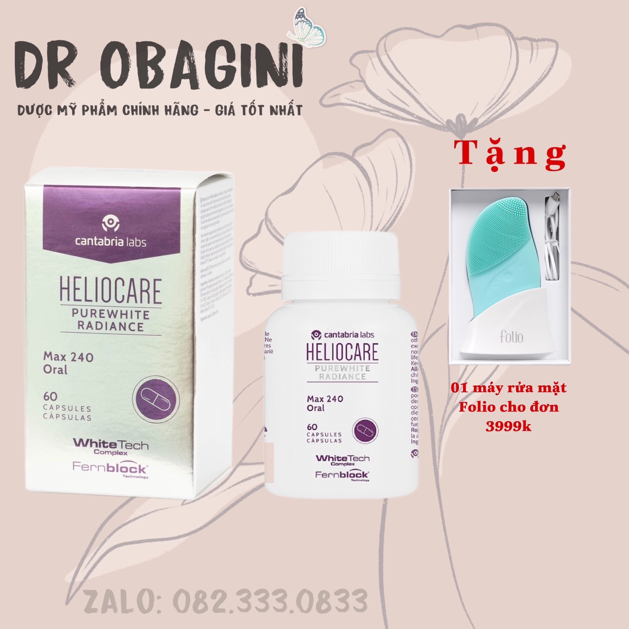 Viên Uống Trắng Da Ngăn Ngừa Nám Và Chống Lão Hóa Heliocare Purewhite Radiance Max 240 Oral