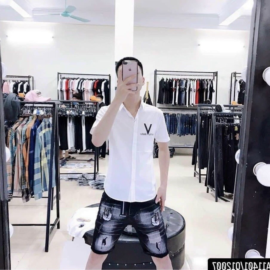 Áo sơ mi nam tay ngắn LV kiểu đẹp vải lụa mêm mịn chống nhăn mẫu mới nhất cao cấp AHFASHION