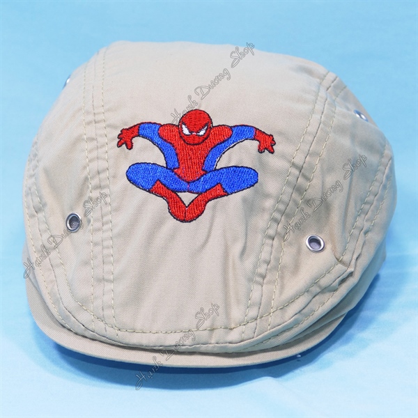 Nón mỏ vịt em bé vòng đầu 50 cm thêu hình lá cờ, mũ beret mũ cóc cho bé từ 2-4 tuổi có khóa dán tăng giảm size phía sau