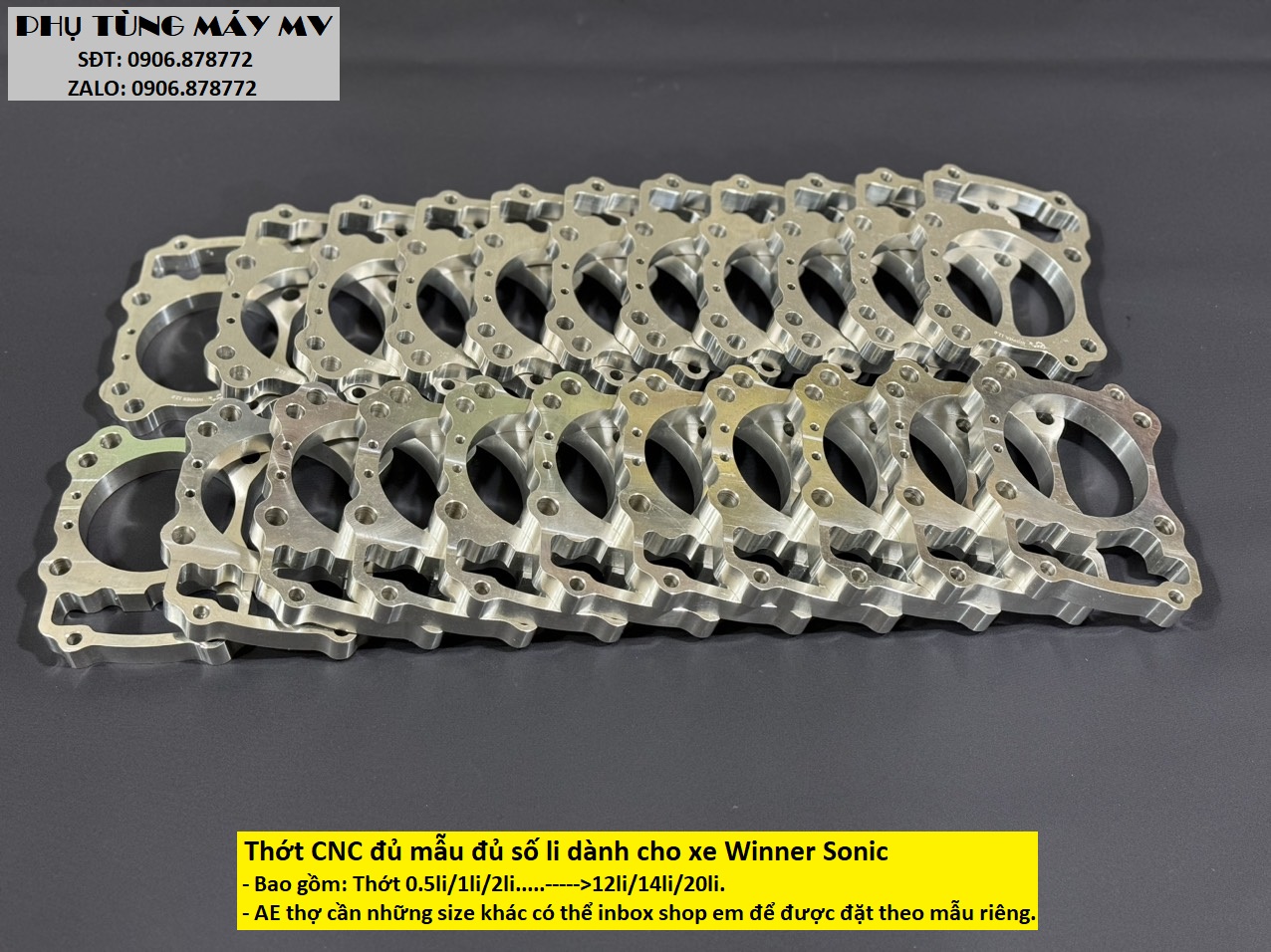 Thớt CNC đủ size dành cho xe Winner Sonic