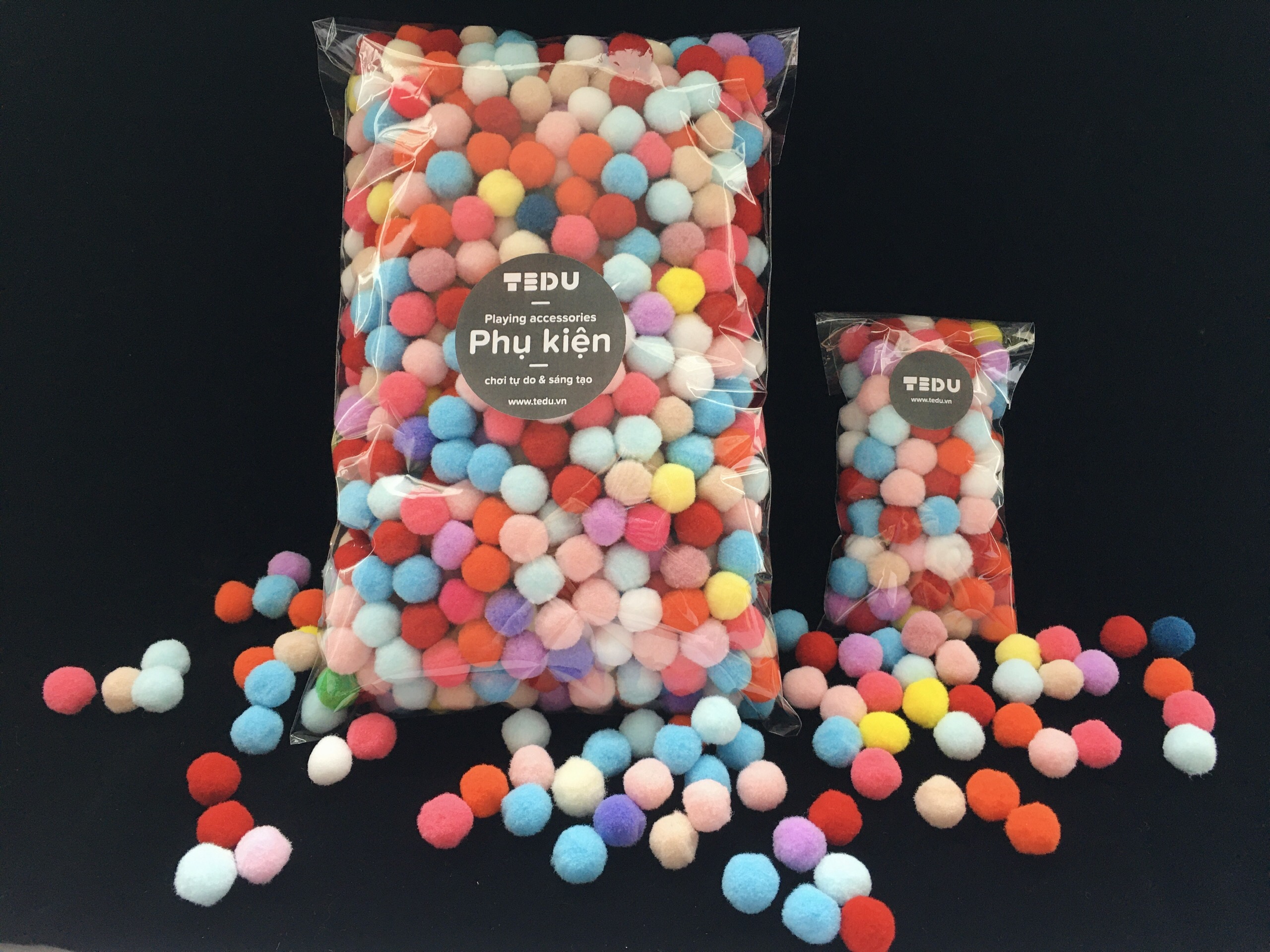 Pompom len phụ kiện chơi bột nặn đất nặn an toàn TEDU (1.5cm)