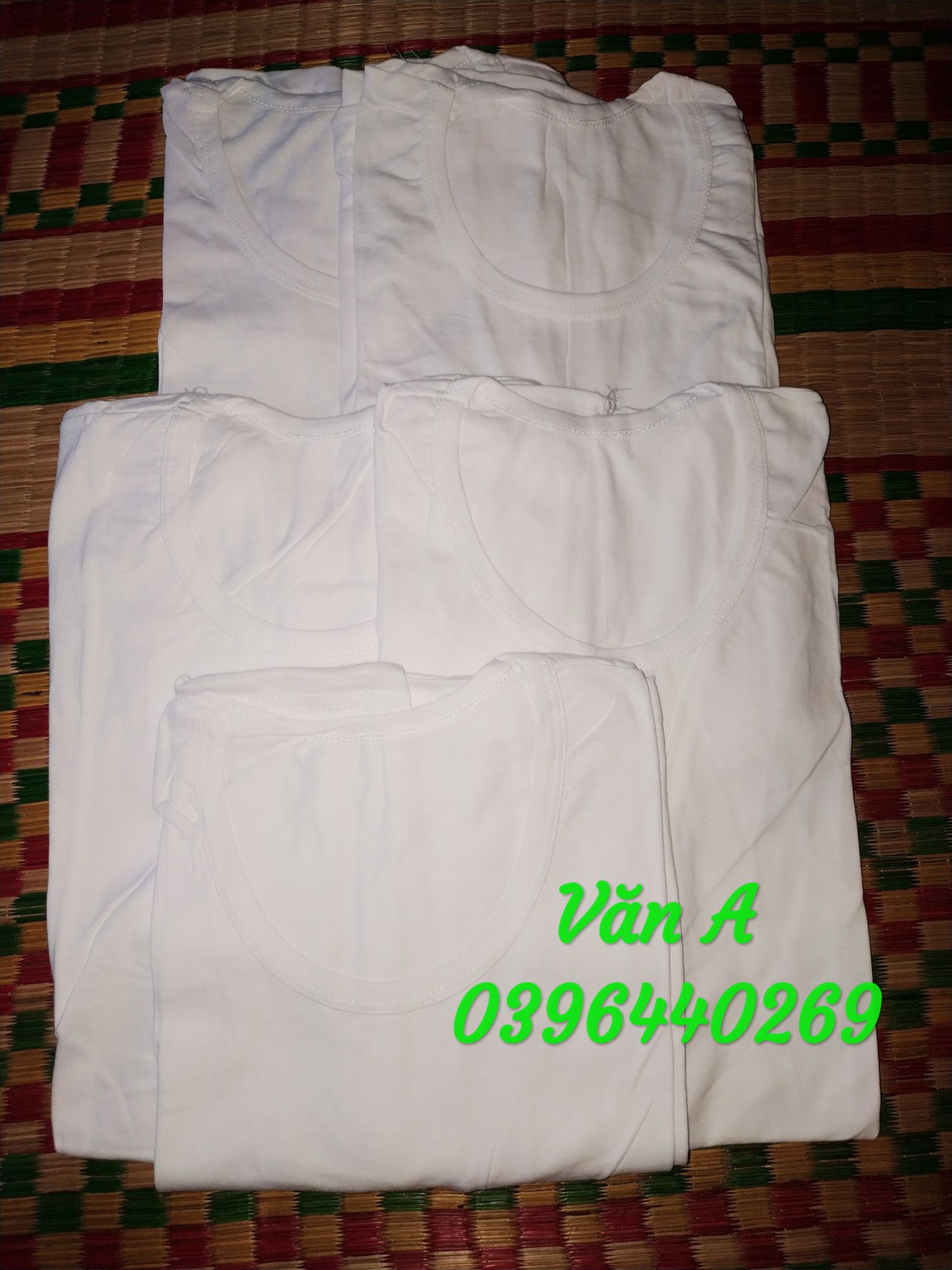 Combo 5 Áo trắng thun cổ tròn 100% cotton mềm