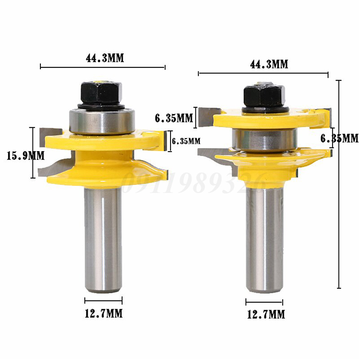 Bộ mũi phay gỗ mũi soi mộng cửa tủ bếp cốt 12.7mm