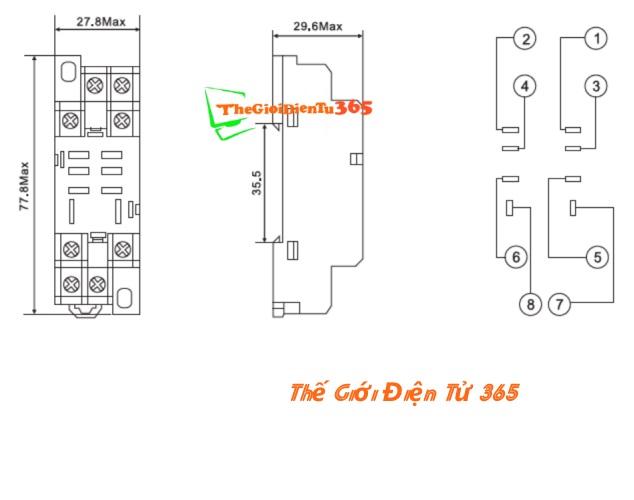 CHÂN ĐẾ RELAY TRUNG GIAN 8 CHÂN VẶN ỐC