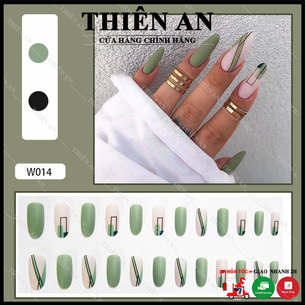 Bộ 24 móng tay phom dài thiết kế thời trang cá tính W14