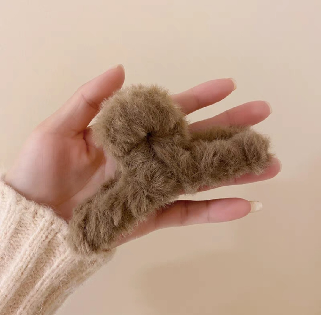 Kẹp tóc càng cua cỡ lớn phối lông tơ