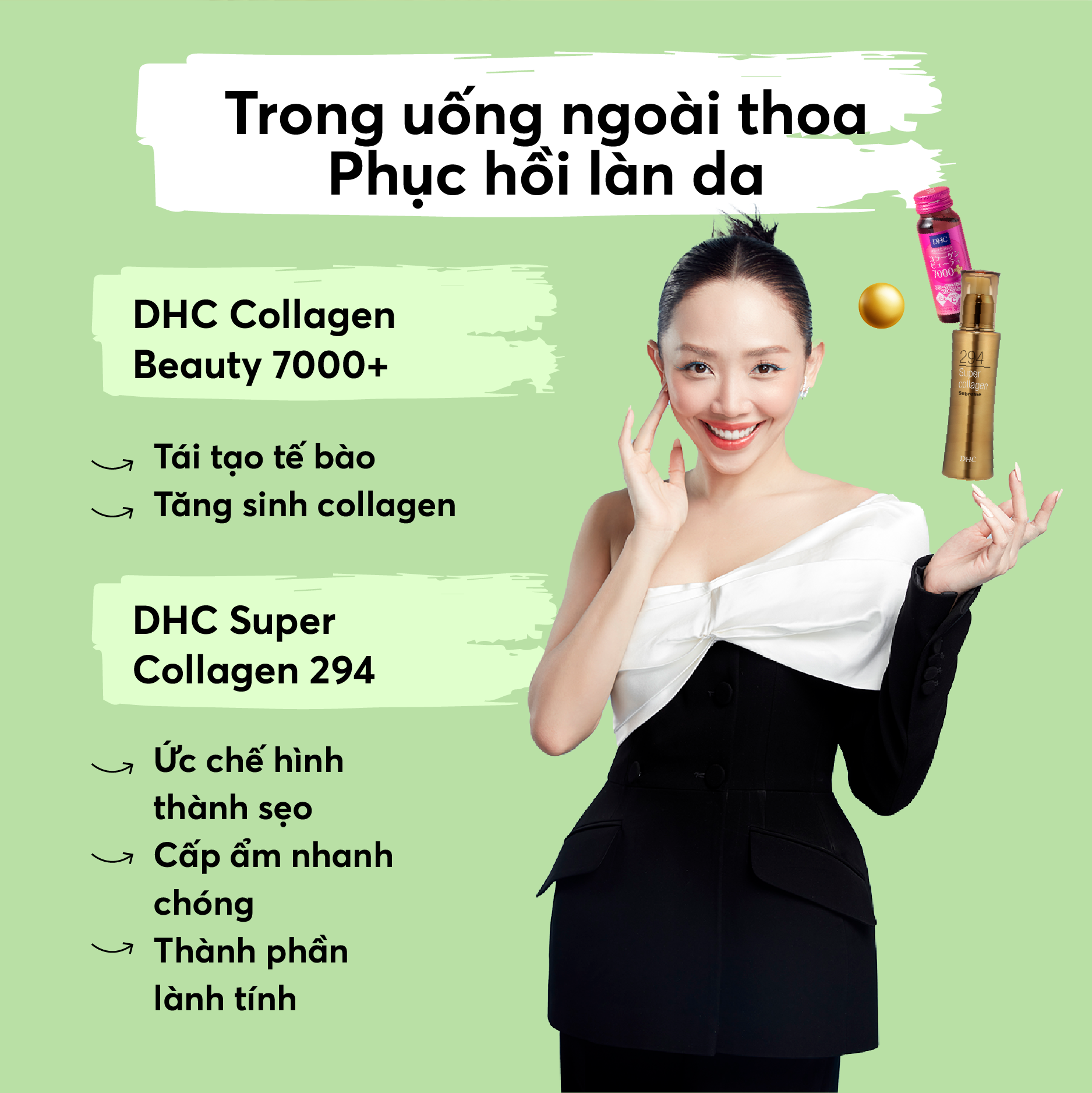 Collagen nước DHC Collagen Beauty 7000 Plus (Hộp 10 lọ)