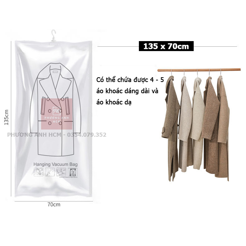 Túi Hút Chân Không Có Móc Treo DR.STORAGE - Túi Bọc Quần Áo Nén Chân Không Treo Tủ