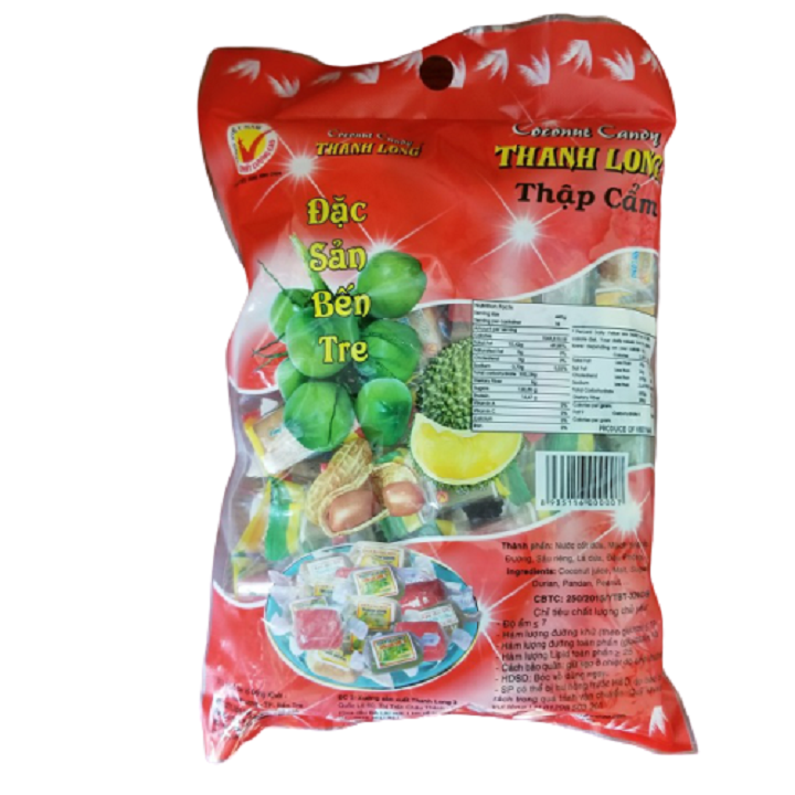 kẹo dừa thanh long thập cẩm - đặc sản Bến Tre (500g)