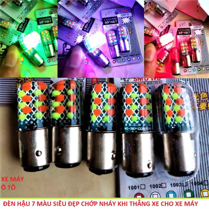 Đèn Led hậu nháy đổi 2 màu xanh đỏ cực chất,Đèn hậu nháy đổi màu đẹp,Đèn dùng điện bình 12v,Giá 1 bóng