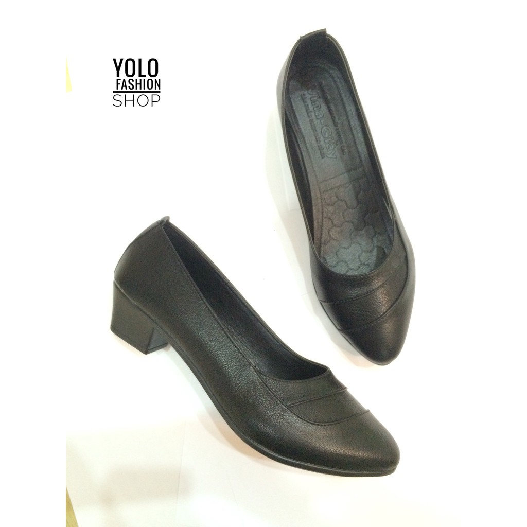 Hàng VNXK M16 Giày cao gót nữ công sở da lì 4cm siêu mềm ê