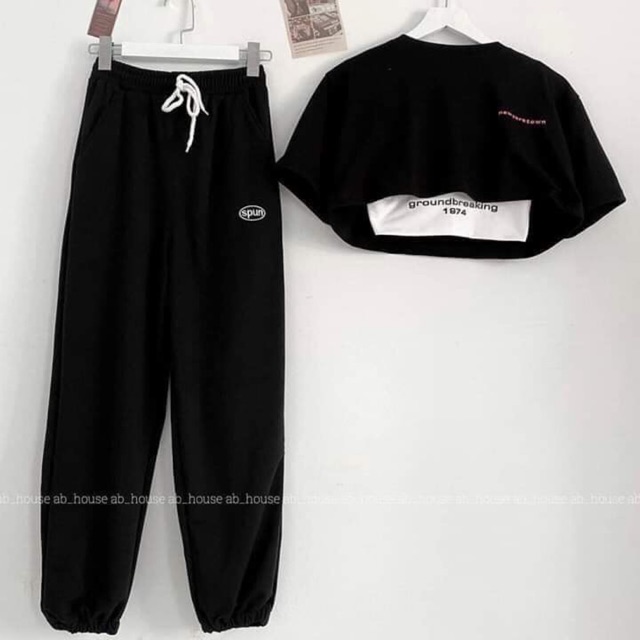 [FREESHIP] Quần bom dáng thụng spun + set áo croptop 2 món New York 1974, cam kết sản phẩm đúng mô tả, chất lượng đảm bảo